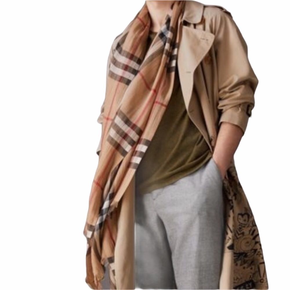 Tartan Plaid Blanket Scarf TAN - Picture 9 of 9